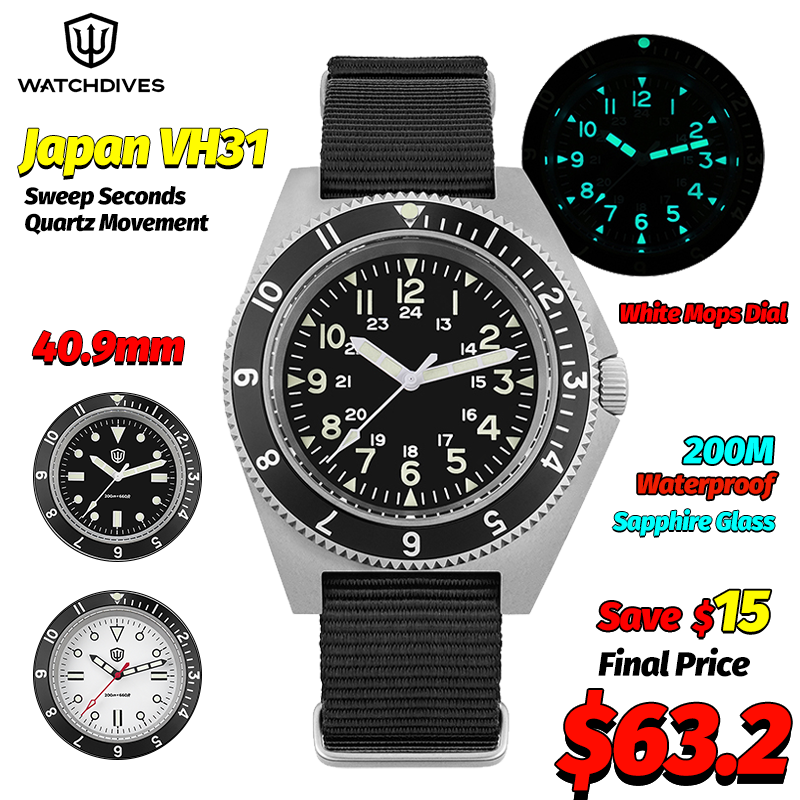 Men Accessories Bracelet - Watchdives WD1972 쿼츠 시계 사파이어 빛나는