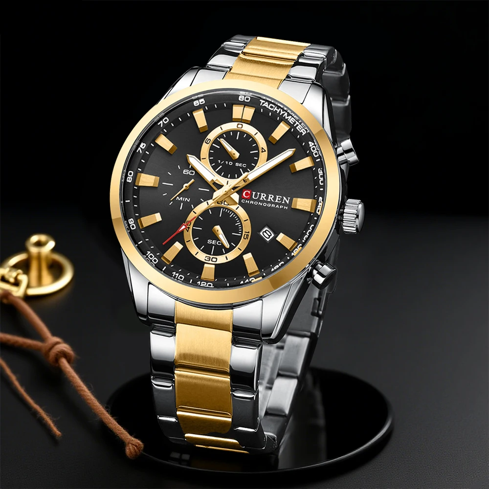 CURREN 캐주얼 쿼츠 크로노 스포츠 시계 남성용 브 - Men Accessories Bracelet 리뷰 및 가격