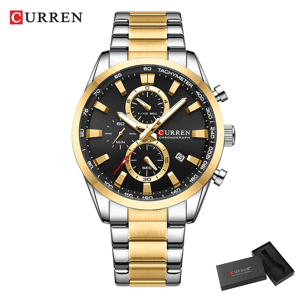 CURREN 캐주얼 쿼츠 크로노 스포츠 시계 남성용 브 - Men Accessories Bracelet 리뷰 및 가격