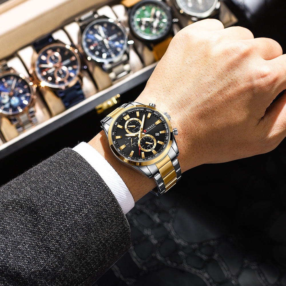 CURREN 캐주얼 쿼츠 크로노 스포츠 시계 남성용 브 - Men Accessories Bracelet 리뷰 및 가격