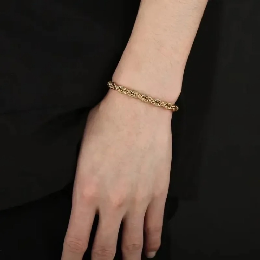 4MM 금도금 체인 팔찌 남녀공용 심플한 참 장식 웨딩 - Men Accessories Bracelet 리뷰 및 가격