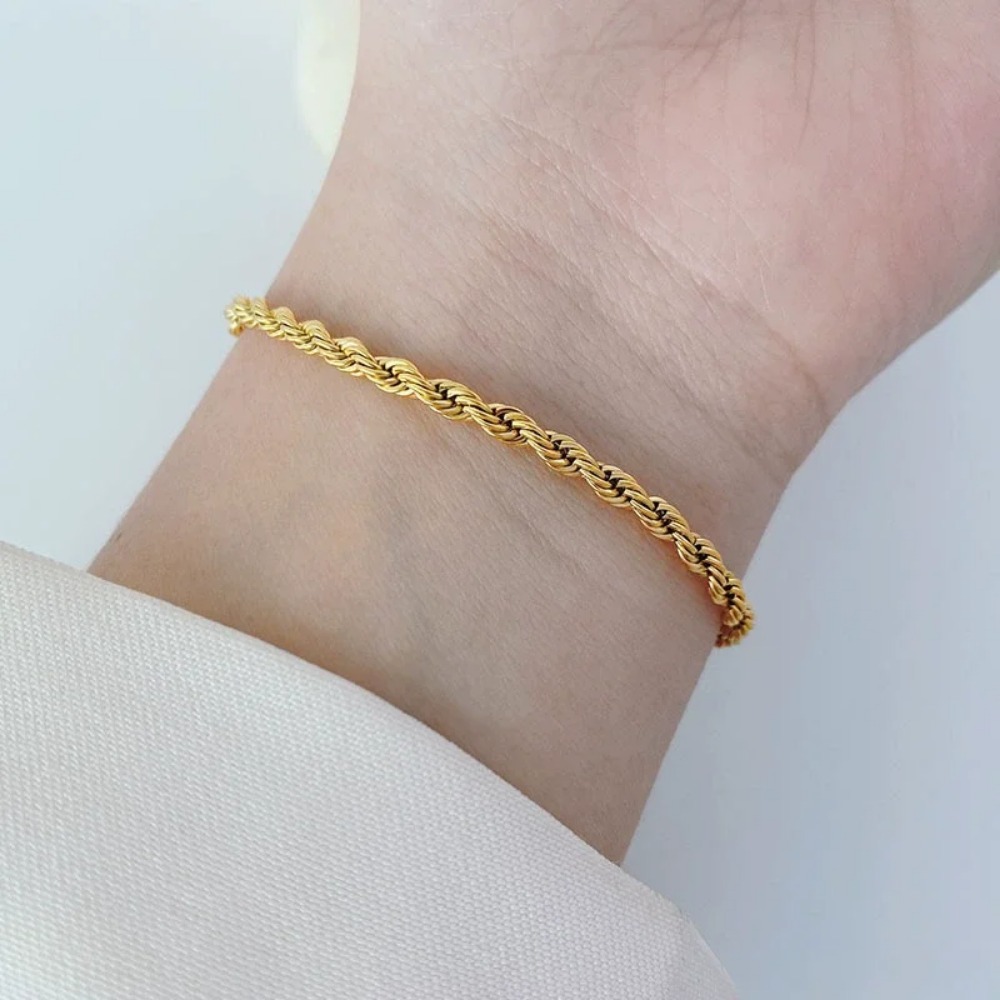 4MM 금도금 체인 팔찌 남녀공용 심플한 참 장식 웨딩 - Men Accessories Bracelet 리뷰 및 가격